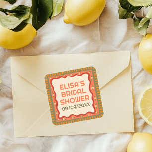 Retro Boho Spaß Handgefertigte INDIVIDUELLE Bridal Quadratischer Aufkleber