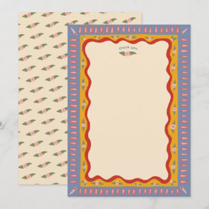 Retro Boho Spaß Handgefertigte INDIVIDUELLE Hochze Dankeskarte