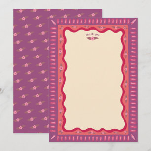 Retro Boho Spaß Handgefertigte INDIVIDUELLE Hochze Dankeskarte