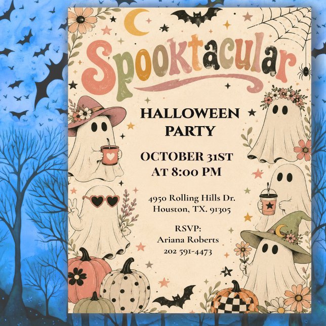 Retro-Boho-Spooktacular-Halloween-Party Einladung (Von Creator hochgeladen)