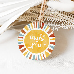Retro Boho Sun Burst Danke Ihnen für Tags Geschenkanhänger
