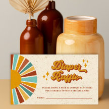 Retro Boho Sun Diaper Raffle Baby Shower 