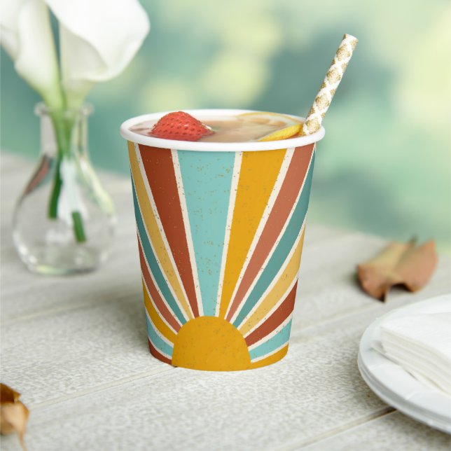 Retro Boho Sunshine Baby Dusche Pappbecher (In Situ)