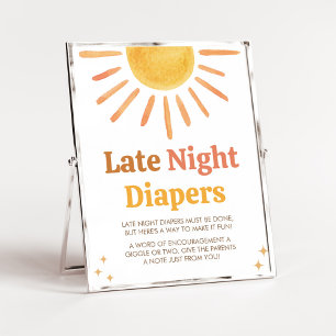 Retro Boho Sunshine Baby Dusche Spate Night Diaper Poster