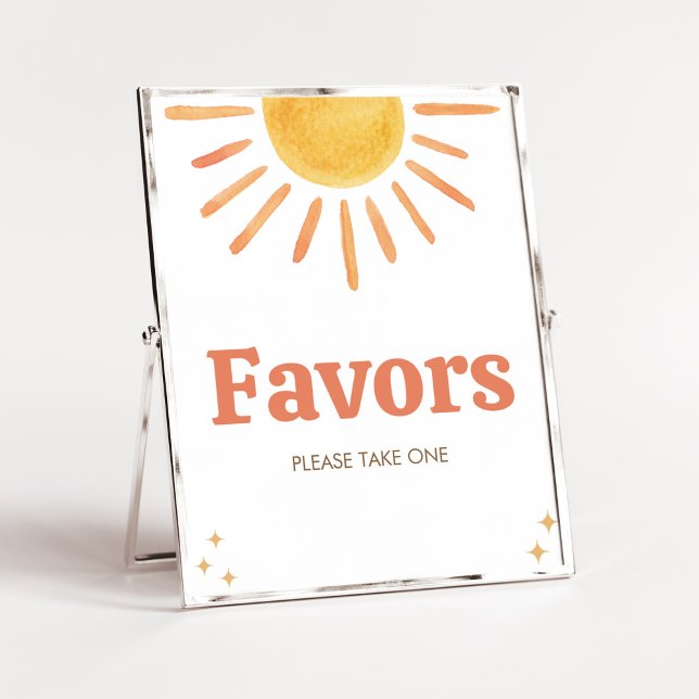 Retro Boho Sunshine Baby Duwer Favoriten Poster (Boy Boho Sunshine Baby Shower Favors Sign)
