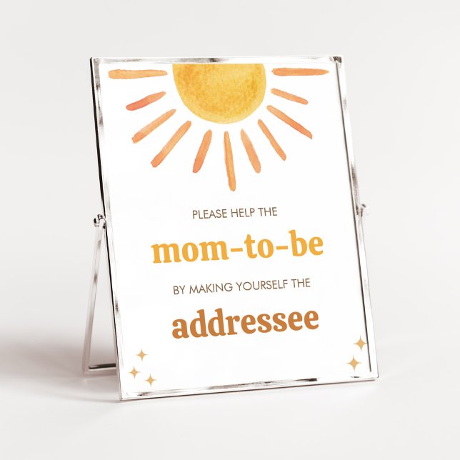 Retro Boho Sunshine Baby Showstation Poster (Boy Boho Sunshine Baby Shower Envelope Station Sign)