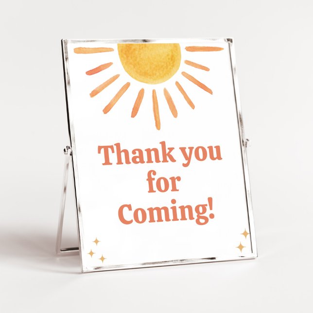 Retro Boho Sunshine Vielen Dank für Ihr Kommen Poster (Boy Boho Sunshine Baby Shower Thank you for Coming Sign)