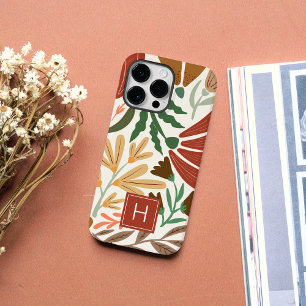 Retro Boho Terracota Floral Einfaches Chic Monogra Case-Mate iPhone Hülle