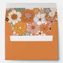 Retro Boho Terracotta Floral Matching Umschlag