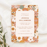 Retro Boho Terracotta Floral Niedlich Bat Mitzvah Einladung<br><div class="desc">Retro Boho Terracotta Floral Niedlich Bat Mitzvah Einladung</div>