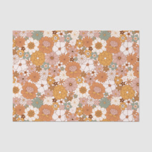 Retro Boho Terracotta Floral Seidenpapier