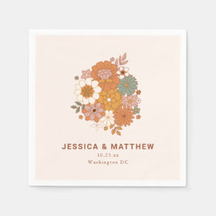 Retro Boho Terrakotta Blumen Hochzeit mit individu Serviette