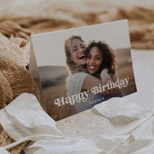 Retro-Boho Text und Foto Happy Birthday Karte