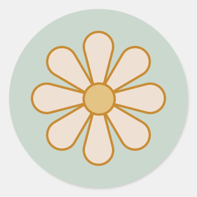 Retro Boho Vintag Daisy Runder Aufkleber (Vorderseite)