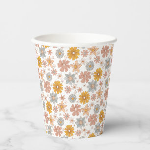 Retro Boho Vintage Blume Power Pappbecher