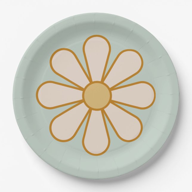 Retro Boho Vintage Daisy Paper Teller (Vorderseite)