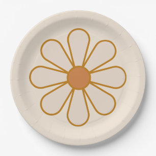 Retro Boho Vintage Gänseblümchen Pappteller