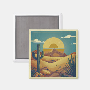 Retro-Boho-Vintage-Stil Wüstenillustration Magnet