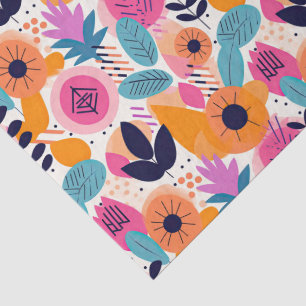 Retro-Boho-Volkskunst-Stil Whimsical-Blumen-Gesche Seidenpapier