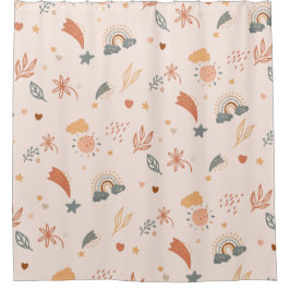 Retro Boho Wasserfarbe Regenbogenneutral Duschvorhang