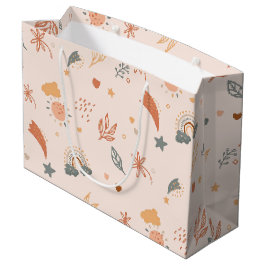 Retro Boho Wasserfarbe Regenbogenneutral Große Geschenktüte