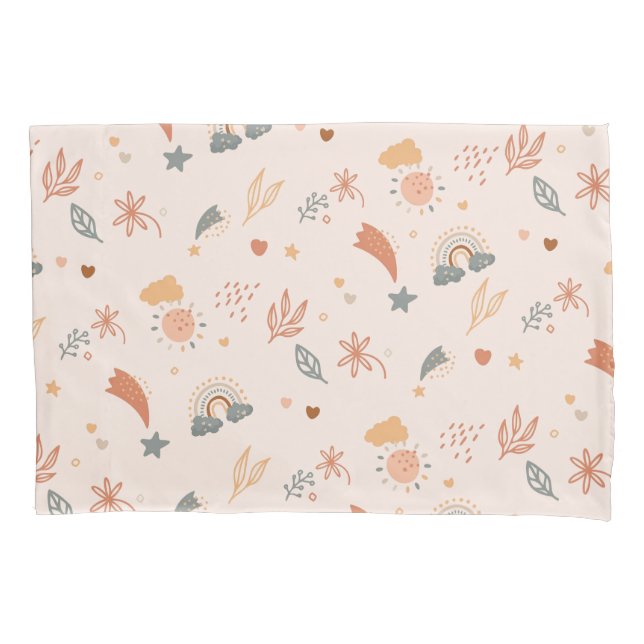 Retro Boho Wasserfarbe Regenbogenneutral Kissenbezug (Vorderseite)