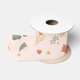 Retro Boho Wasserfarbe Regenbogenneutral Satinband