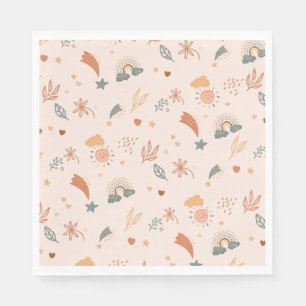 Retro Boho Wasserfarbe Regenbogenneutral Serviette