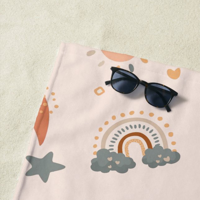 Retro Boho Wasserfarbe Regenbogenneutral Strandtuch (Beispiel)