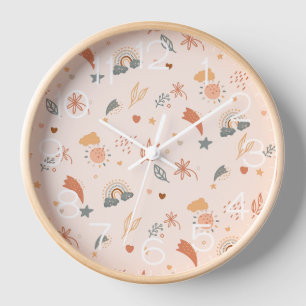 Retro Boho Wasserfarbe Regenbogenneutral Uhr