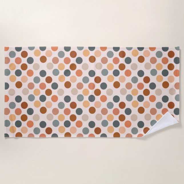 Retro Boho Wasserfarbpunkte neutral Strandtuch (Vorderseite)