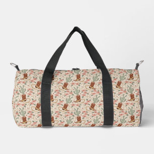 Retro-Boho-Western-Kaktus- & Blumen-Cowboy-Stiefel Duffle Bag