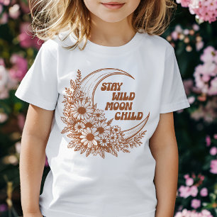 Retro Boho Wild Blume Moon Blumenstrauß Kunstangeb T-Shirt
