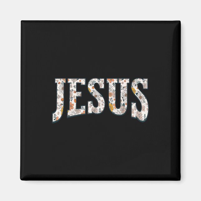 Retro Boho Wildblume Jesus Gott Glaube Religiös Ch Magnet (Vorne)