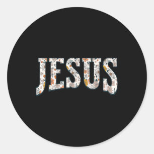 Retro Boho Wildflower Jesus Gott Glaube Religiös C Runder Aufkleber