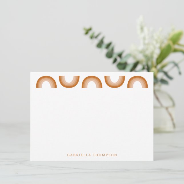 Retro Boho Wüste Rainbow Terracotta Personalisiert Mitteilungskarte (Stehend Vorderseite)