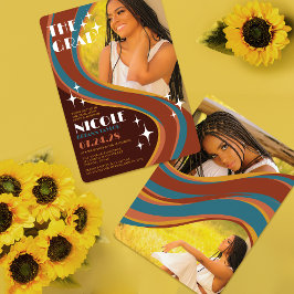 Retro Bold 70's Rainbow Swirl Lässiger Abschluss Einladung