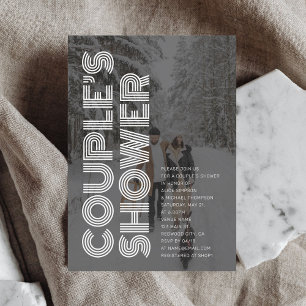 Retro Bold Black Foto Couples Dusche Einladung