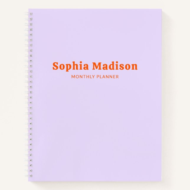 Retro Bold Einfach Lavendel Orange Notizbuch (Vorderseite)