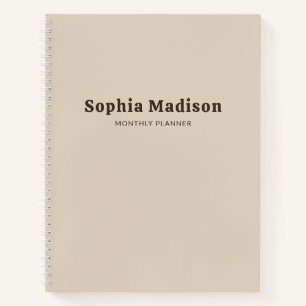 Retro Bold Einfaches Beiges Braunes Notizbuch