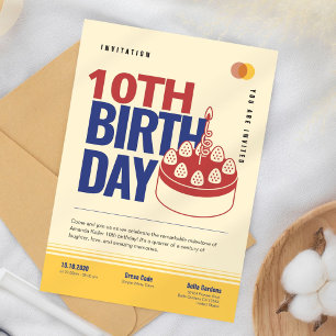 Retro Bold Einladung zum 10. Geburtstag