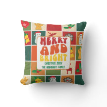 Retro Bold farbenfroher Familienname Weihnachtsfei