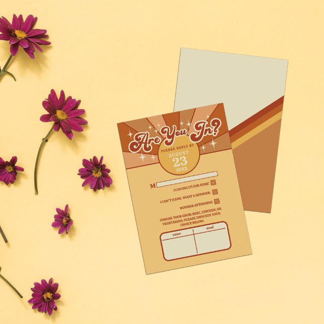 Retro Bold Neon Orange Pink Wedding RSVP (Von Creator hochgeladen)