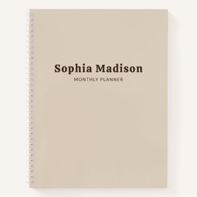 Retro Bold Simple Beige Brown Notebook Notizbuch (Vorderseite)