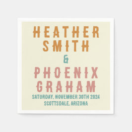 Retro Bold Typografie Bright Custom Wedding Serviette