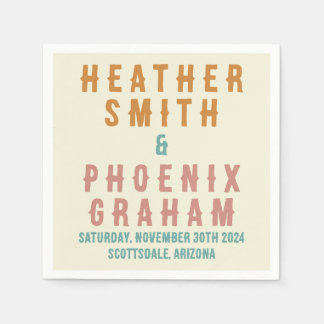 Retro Bold Typografie Bright Custom Wedding Serviette