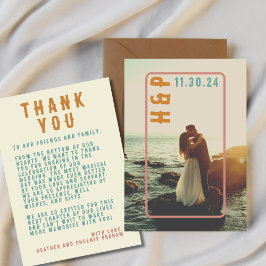 Retro Bold Typografie Bright Foto Wedding Dankeskarte