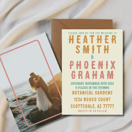 Retro Bold Typografie Bright Foto Wedding Einladung