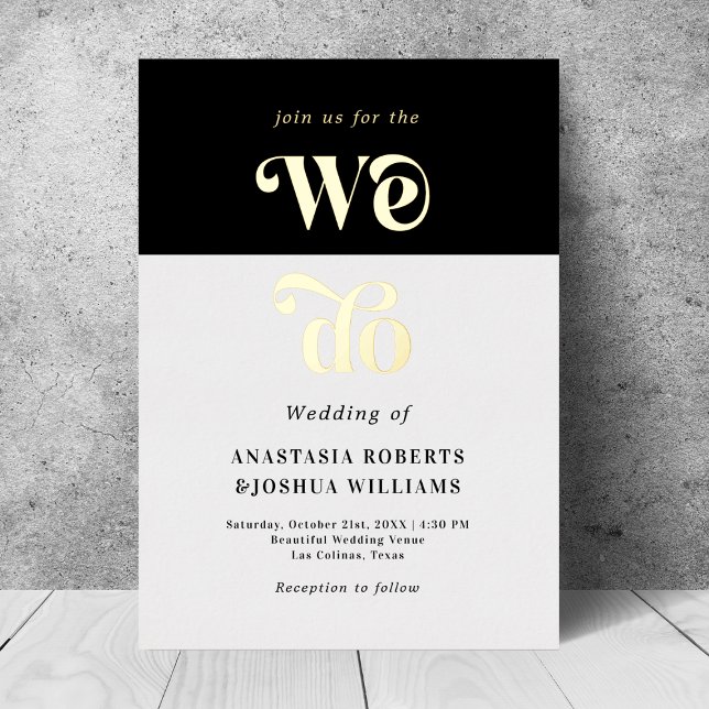 Retro Bold wir tun echtes Gold Foil Hochzeit Einla Folieneinladung (Von Creator hochgeladen)