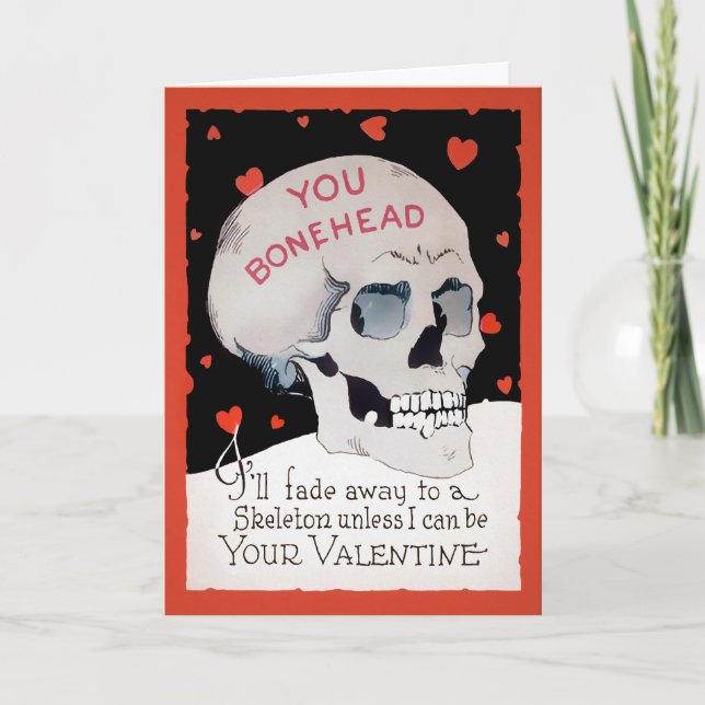Retro Bonehead Valentine's Day Card Feiertagskarte (Vorderseite)